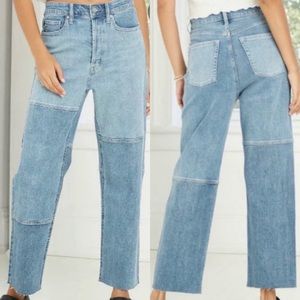 Wild Fable High Rise Patchwork Straight Leg Jeans 6